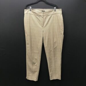 Talbots Chatham Ankle Pant Women's Size 16W Tan Check Stretchy Career Slacks